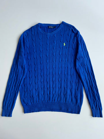 Polo Ralph Lauren Royal Blue Cable Knit Crewneck Sweater (M/L)