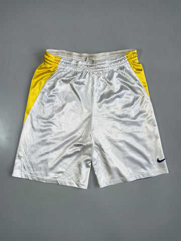 Vintage Nike White & Yellow Dri-FIT Basketball Shorts (W:30) (L:21)