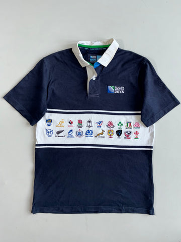 Rugby World Cup 2015 Official Navy Rugby Shirt with All 20 Team Crests (L)