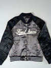 Karl Kani Satin Varsity Jacket – Dark Grey & Black (S)