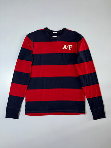 Abercrombie & Fitch Navy & Red Striped Muscle Long Sleeve Shirt (XL)