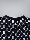 MLB New York Yankees NY Monogram All-Over Print Oversized Black T-Shirt (M)