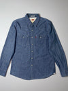 Levi’s Slim Fit Blue Chambray Western Snap Shirt (M)