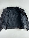 Vintage Black Leather Western Jacket with Lace-Up Fringe Sides & Epaulettes (XL)