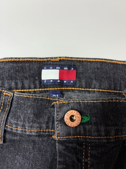 Vintage 90s Tommy Jeans Women’s Black Flare Jeans  (W:32) (L:43)