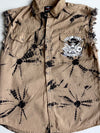 V-Twin Motorcycle Apparel Tie-Dye Cut-Off Shirt - Khaki (M/L)