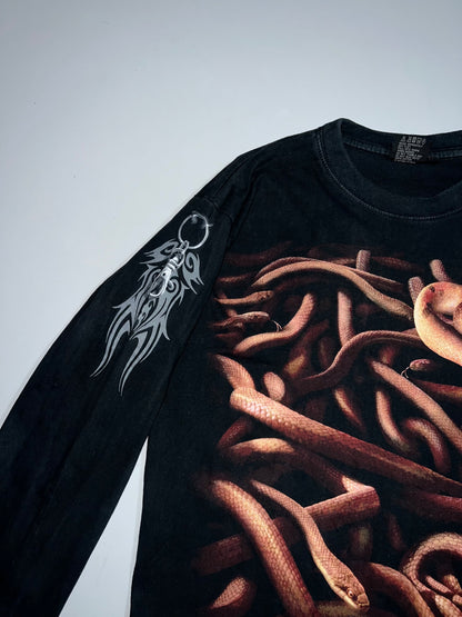 !                                             Spiral 'Snake Pit' Long Sleeved T-Shirt (GOTHIC) Size - (M/S)