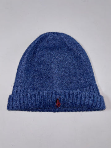Vintage Polo Ralph Lauren Navy Blue Merino Wool Beanie (H:8 inches/W:16 inches)