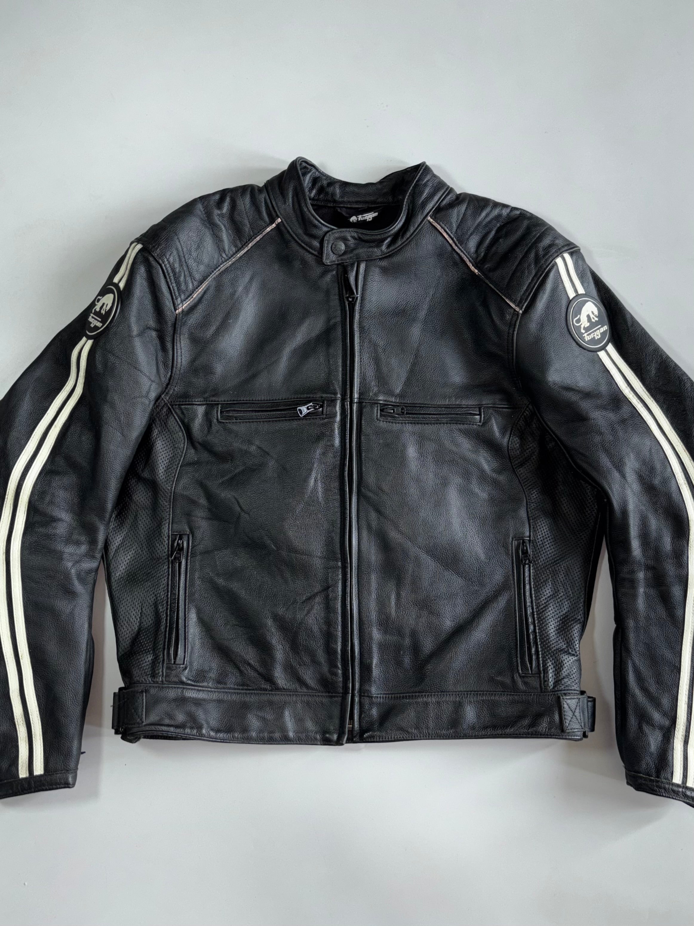 Furygan “Back Security” Black Perforated Leather Moto Jacket