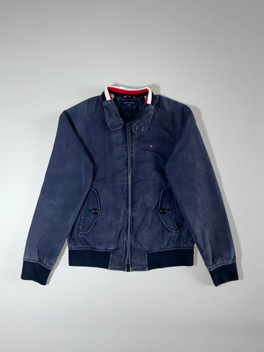 Tommy Hilfiger Navy Harrington Bomber Jacket | Full Zip Cotton Jacket (S)