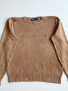 Polo by Ralph Lauren Tan Chunky Cotton Knit Crewneck Sweater – Green Pony (XL)
