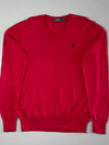 Polo Ralph Lauren Red V-Neck Knit Sweater –(M)