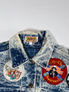 Vintage Revox Acid Wash Denim Biker Vest with Patches (M)