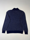 Brooks Brothers Red Fleece Navy Birdseye Knit Button Mock Neck Sweater (S)