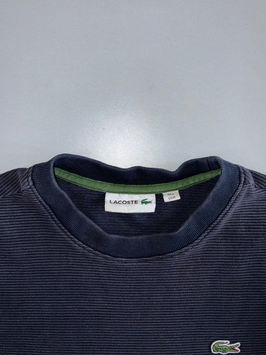 Lacoste Colour Block Stripe Sleeve Crewneck Sweatshirt in Navy (M)
