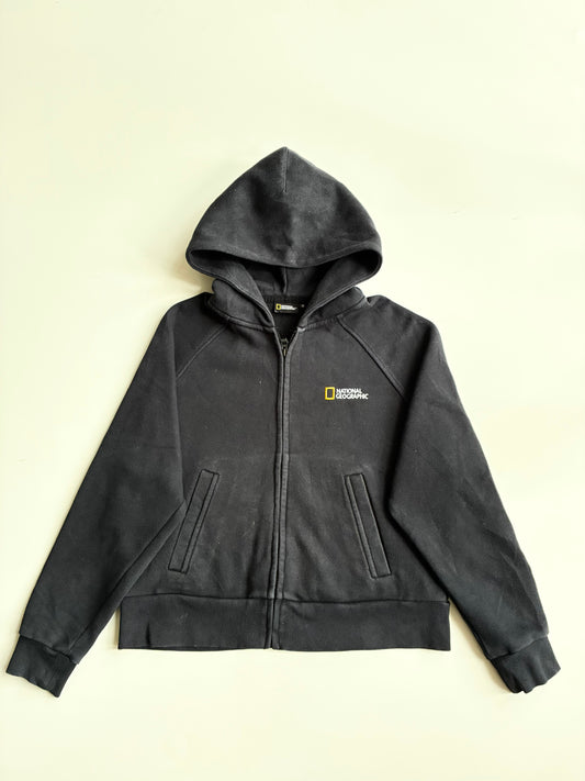 National Geographic Black Zip Hoodie – Raglan Sleeve | (S)