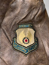Vintage Shih Ghia Brown Leather Bomber Jacket with Detachable Fur Collar, Made in Spain (M/L)