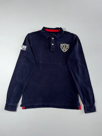 Tommy Hilfiger Rugby Polo Long Sleeve Shirt – Navy/Red (XL)