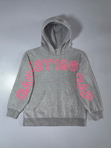 GAP “EST 1969” Pink Graphic Print Grey Hoodie (M)