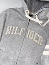 Tommy Hilfiger Port Full-Zip Hoodie – Grey Melange with Striped Sleeve (M)