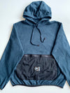 Nike Therma-FIT Fleece Hoodie with Nylon Kangaroo Pocket – Navy x Black (XL)