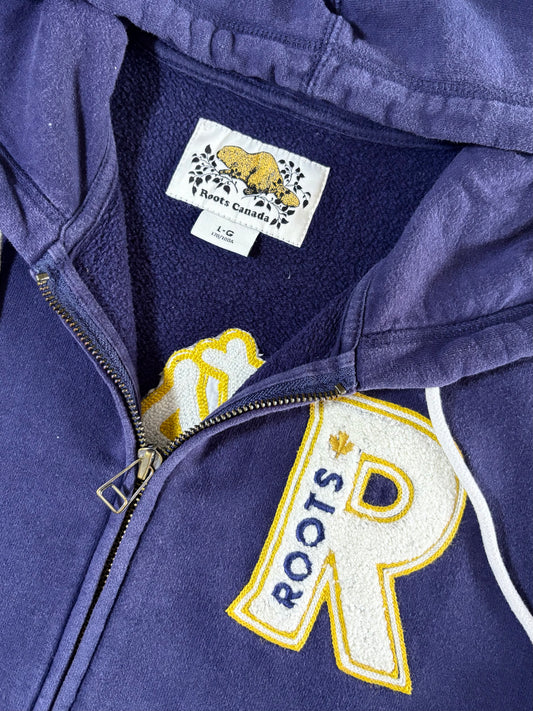 Roots Canada Patch Navy Zip-Up Hoodie (XL)
