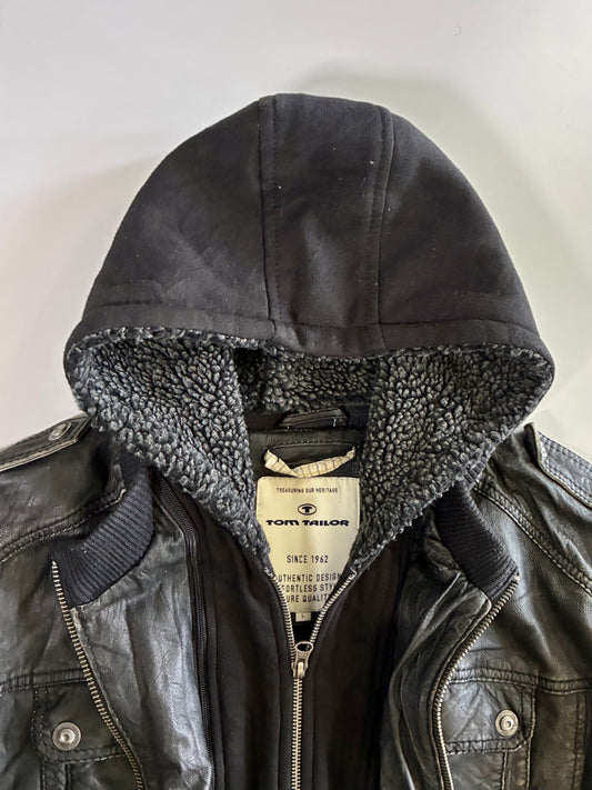 Tom tailor Premium Original Leather Jacket (Detechable hood) (L)