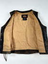 Harley-Davidson Distressed Black Leather Biker Vest with Side Lacing (L)