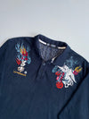 Big Train Osaka Lü Fengxian Embroidered Long Sleeve Polo – Navy (2XL)
