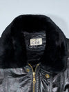Elite Black Leather Jacket with Faux Fur Collar (L/XL)
