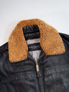 Vintage Yves Saint Laurent Pour Homme Black Leather Shearling Collar Jacket (L/XL)