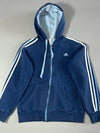 Vintage Adidas 3-Stripe Navy Zip-Up Hoodie (S)