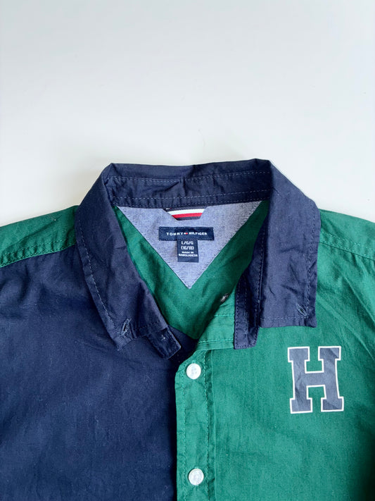 Tommy Hilfiger Colorblock Shirt Navy/Green “H” Patch, Kids (S)