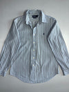 Polo Ralph Lauren Striped Long Sleeve Shirt | Custom Fit | Navy Pony Logo | Blue/White (L)