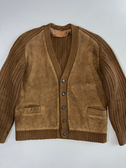 Sued Leather Wool Premium Cardigan Jacket (M/L)