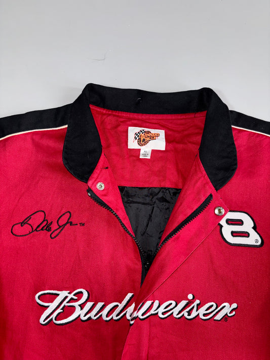 Vintage Budweiser NASCAR Bomber Jacket With Dale Jr. Signature(2XL)