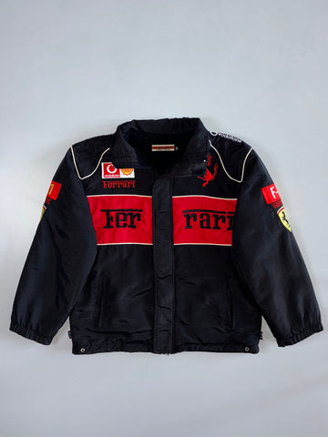 Ferrari F1 Vodafone Shell Sponsor Patch Embroidered Racing Jacket Black Red (S)