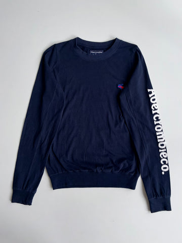 Abercrombie & Fitch Long Sleeve Spellout Sweatshirt – Navy | (M)