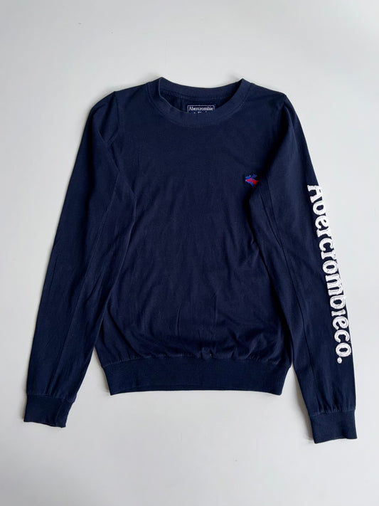 Abercrombie & Fitch Long Sleeve Spellout Sweatshirt – Navy | (M)