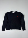 Ami Paris Ami de Coeur Black Crewneck Sweater – Red Heart Logo (XS)