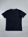 Tommy Hilfiger Black Crewneck Tee Signature Flag Logo (L)