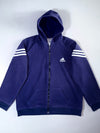 Adidas 3-Stripe Zip Hoodie Navy (M)