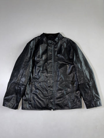 Vera Pelle Trussardi Black Leather Jacket —lCombipel Genuine Leather (L)