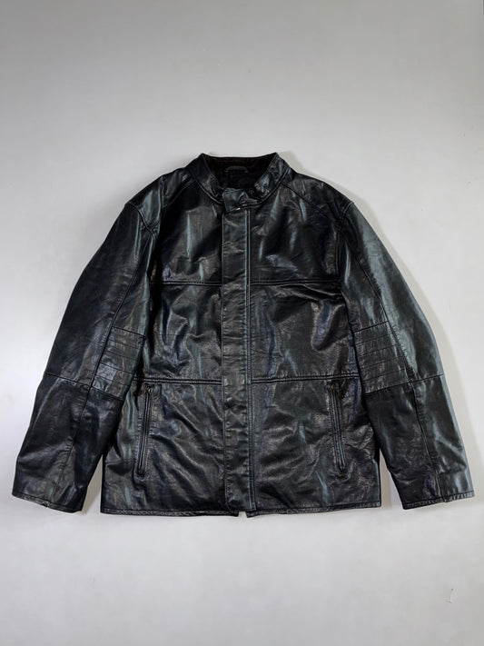 Vera Pelle Trussardi Black Leather Jacket —lCombipel Genuine Leather (L)