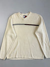 Vintage 90s Tommy Hilfiger Flag Logo Ribbed V-Neck Sweater (Xl)