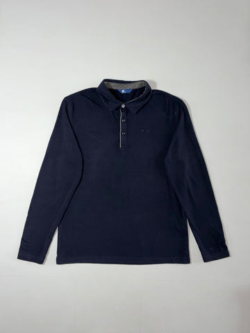Vintage Fila Navy Blue Long Sleeve Polo Shirt (L)