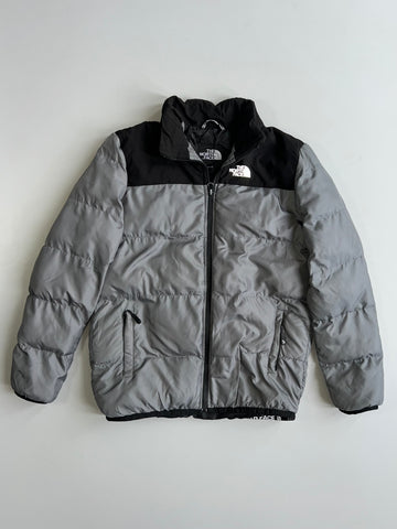 The North Face 700 Fill Down Nuptse Colorblock Grey Black Puffer Jacket (S)