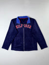 Tommy Hilfiger Fleece Jacket – Navy with Blue Collar, “Hilfiger” Spellout, (S/M)