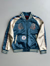Sukajan Satin Bomber Jacket Skull Chrysanthemum Embroidery Chelsea FC Patch (M)