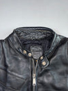 Panel-Stitched Black Leather Moto Jacket (M)